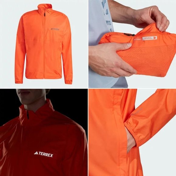 Adidas Terrex Multi Windbreaker Jacket Semi Impact Orange - Men's Size L- NEW! - Picture 7 of 11